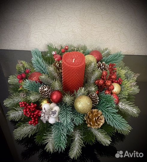 Новогодняя композиция со свечами