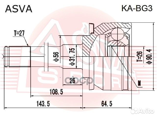 ШРУС наружный KIA bongo 27x26x56 kabg3 asva