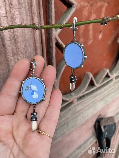 Серьги из антикварных осколков