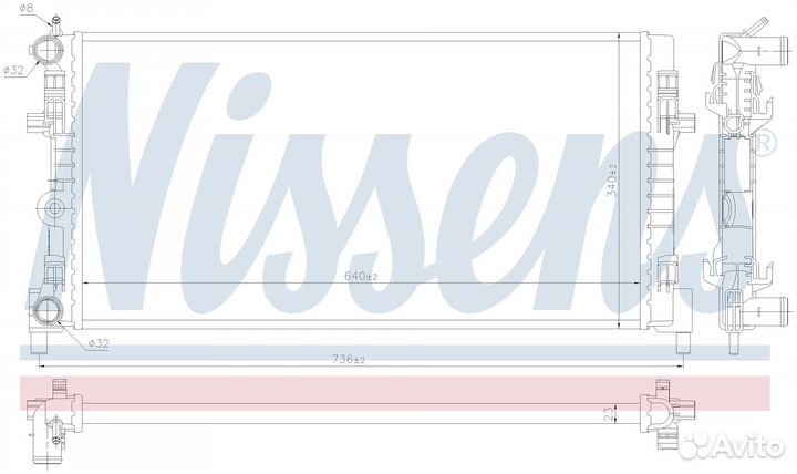 Радиатор охлаждения двигателя VW polo 17