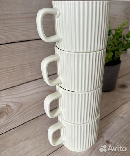 Кружка для чая кофе чашка керамическая 4 шт набор