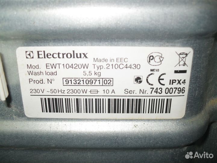 Стиральная машина Electrolux EWT 10420 W. Б/у