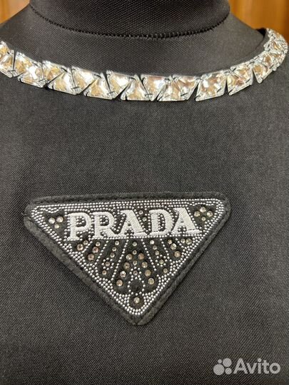 Платье prada из плотного хлопка с ремнем