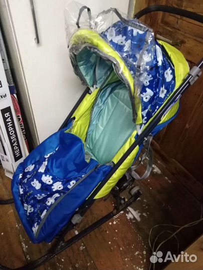 Детские санки коляска с колесами