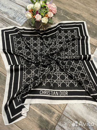 Шерстяной платок шаль Dior черный новый