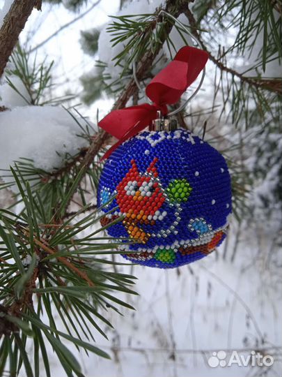 Шар ёлочный из бисера