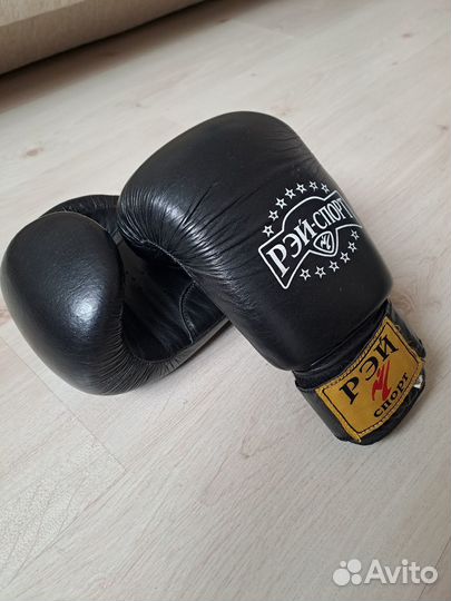 Перчатки боксёрские Рэй-Спорт кожаные черные