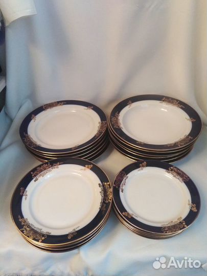 Набор тарелок Дулево кобальт 