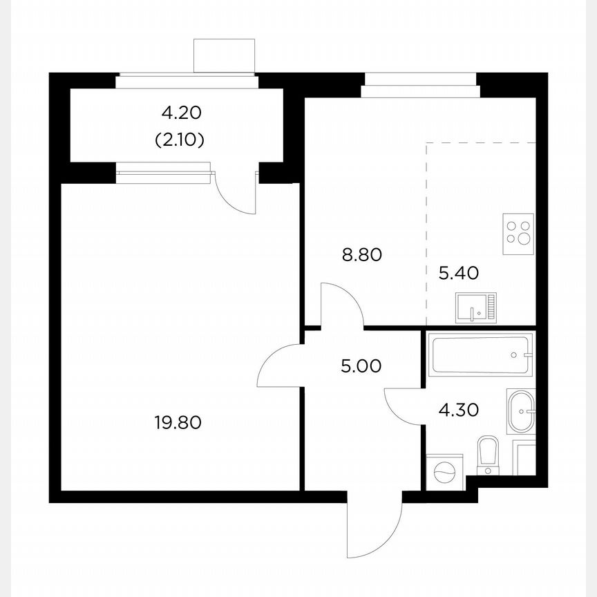 1-к. квартира, 45,4 м², 8/17 эт.
