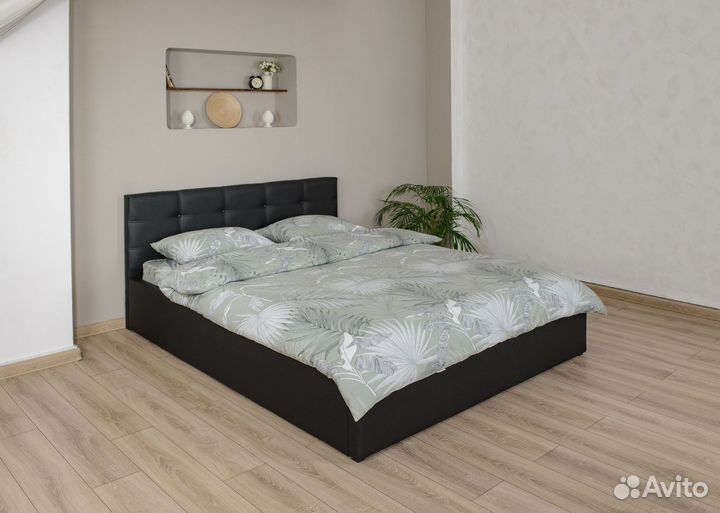 Кровать с матрасом 140х200 черная Роза