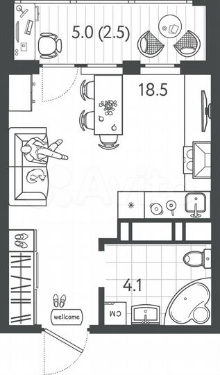 Квартира-студия, 25,1 м², 21/24 эт.