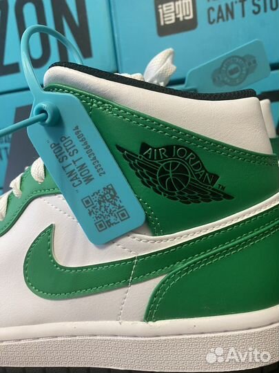 Кроссовки Nike Air Jordan 1 mid Lucky green