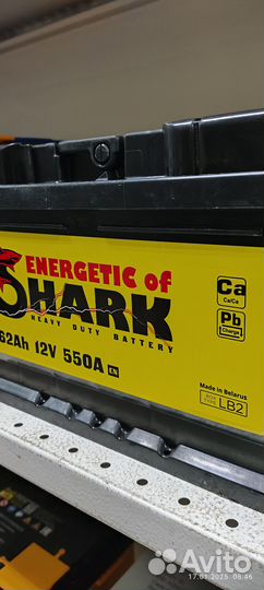 Аккумулятор Shark Energetics низкий 62 Ah 550 A оп