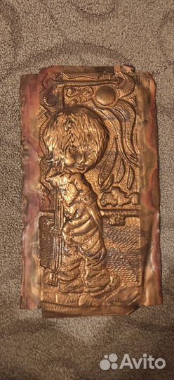 Панно СССР чеканка Писающий мальчик и Мальчик и ко