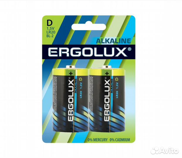 Батарейка LR 20-2BL Ergolux Alcaline (2шт)