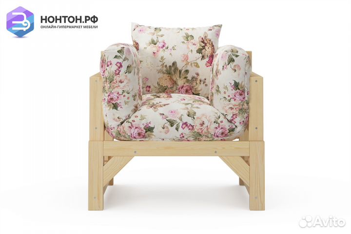 Кресло Амбер бежевое с цветами