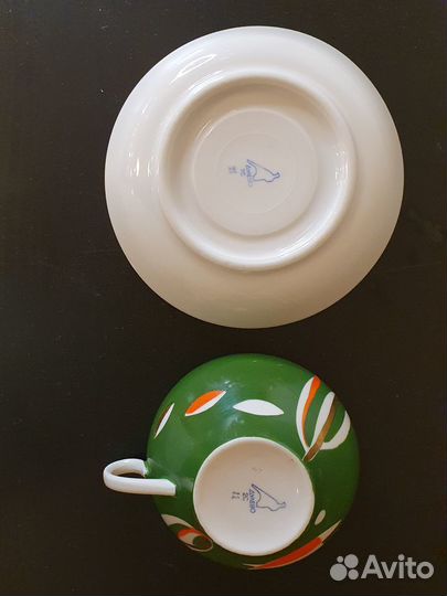 Чайный сервиз Аквариум Рыбки Дулево зеленый