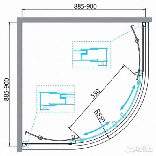 Душевой уголок BelBagno DUE-R-2-90-P-Cr