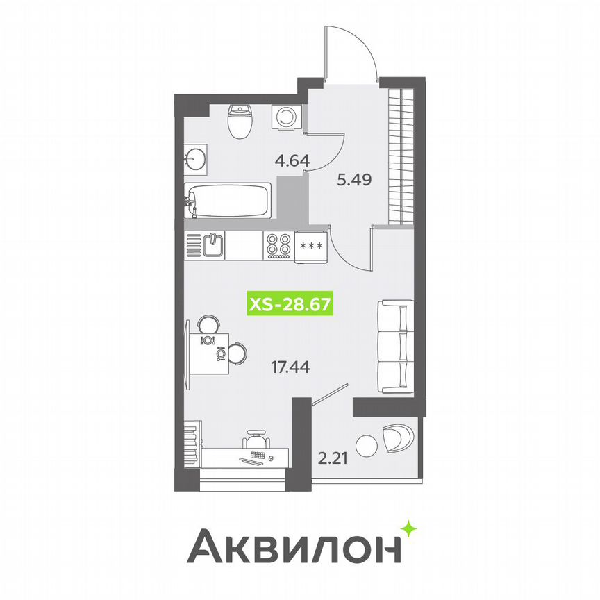 Квартира-студия, 28,7 м², 11/13 эт.