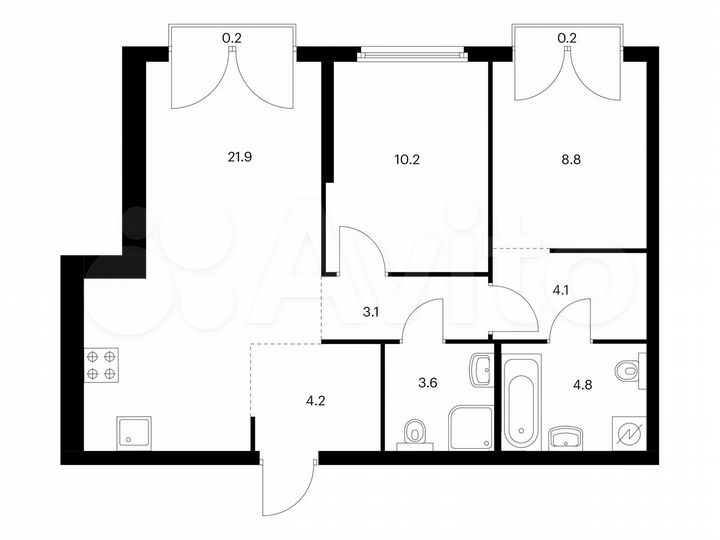 2-к. квартира, 61,1 м², 5/32 эт.