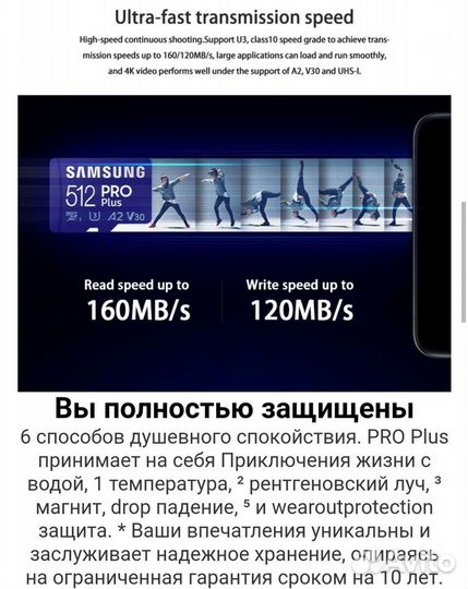 128Gb Samsung Pro Plus Высокоскоростная карта памя