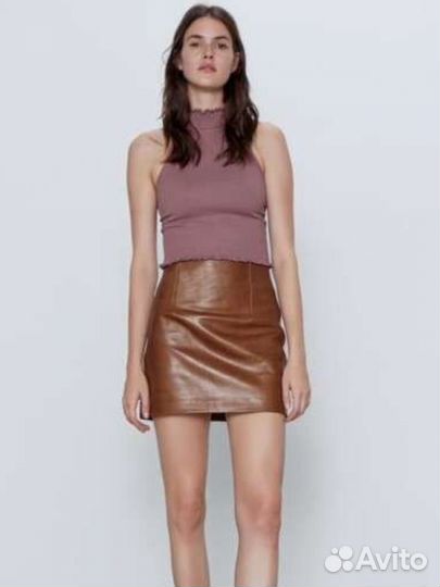 Кожаная юбка и топ Zara xs