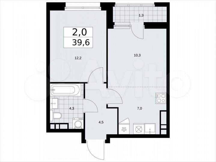 2-к. квартира, 39,6 м², 11/14 эт.