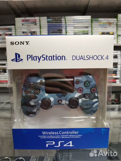 Dualshock4 Синий камуфляж New + Наушники