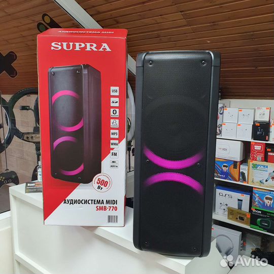 Колонка портативная Supra 500W + подсветка (новая)