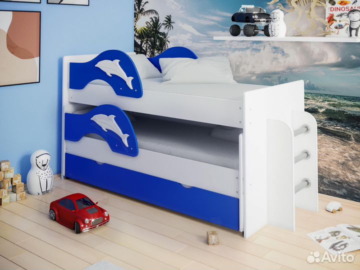 Детская выдвижная кровать для 2 детей