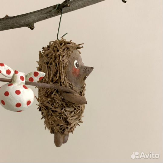 Ёжик в тумане (ватная ёлочная игрушка)