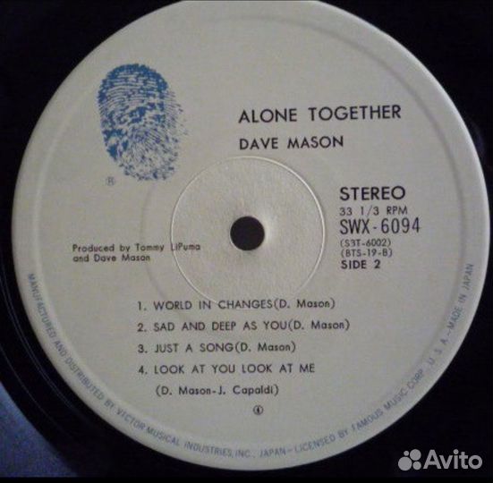 Dave Mason – Alone Together Japan 1st Press LP