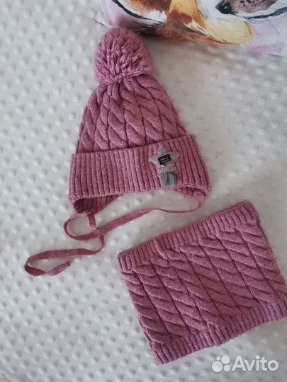 Комплект шапка и снуд для девочки