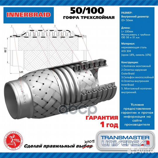 Компенсатор выхлопной системы в тройной оболочке