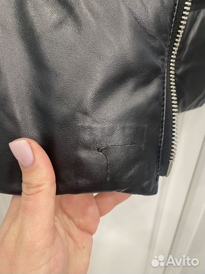 Женский Пуховик кожаный с мехом Каляев 48р