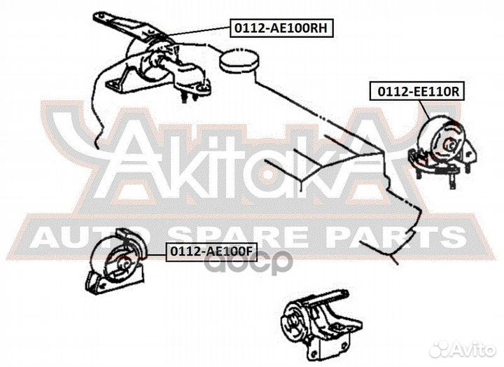 Подушка двигателя задняя 0112-EE110R asva