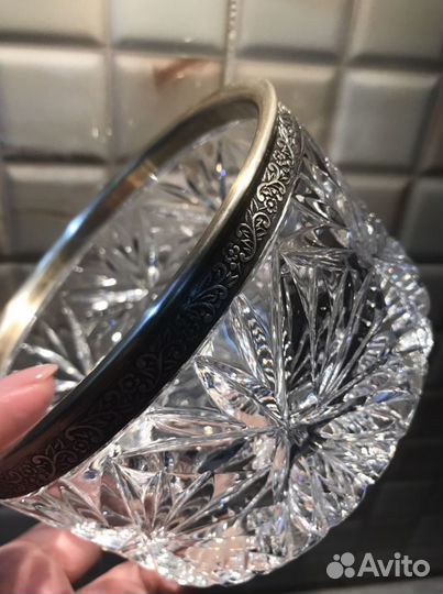 Ваза, фруктовницы с мельхиоровым ободком