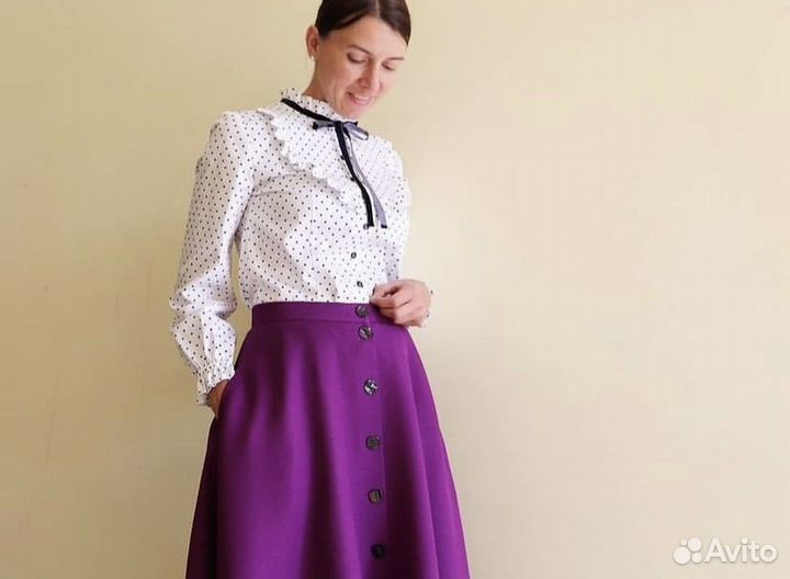Блузка женская белая в горошек хлопок 42-44 новая