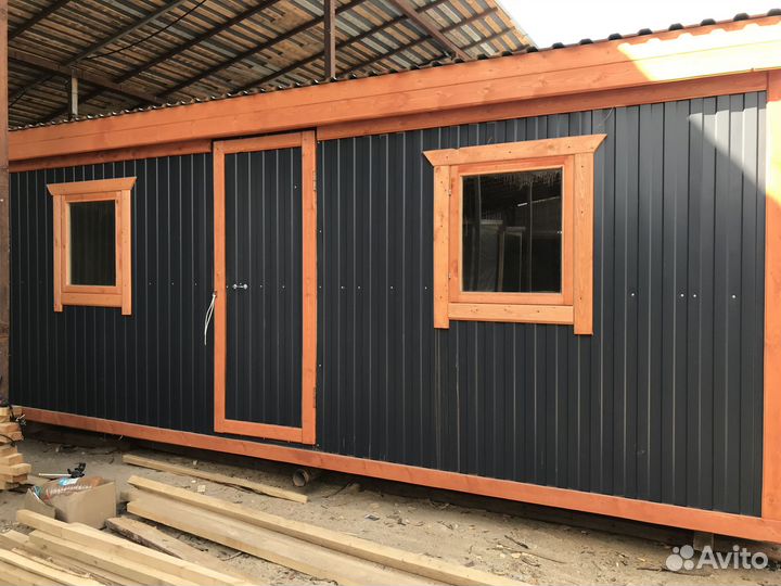 Бытовка новая распашная 6х2.3м с пвх окнами