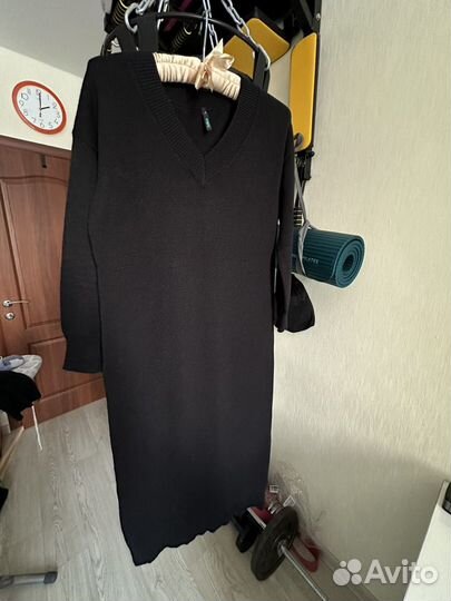 Платье черно трикотаж теплое длинное Befree p.L 46