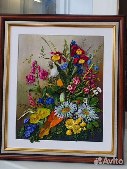 Картина вышивка лентами