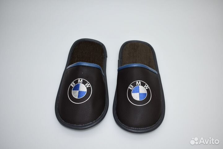 Тапочки домашние кожаные бмв (BMW) 42, 43р