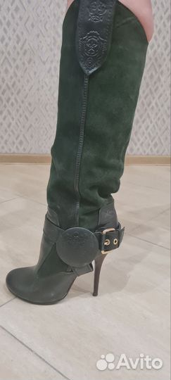 Сапоги женские замша, кожа