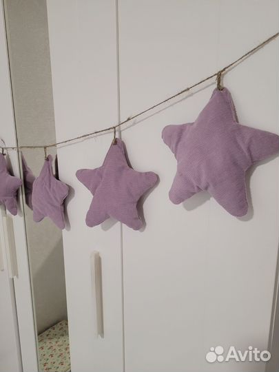 Гирлянда из ткани звёзды