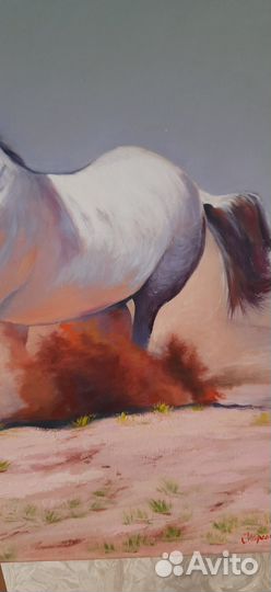 Картина холст масло животные кони лошади