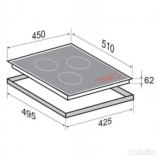 Индукционная плита 3 конфорки
