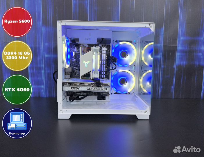 Игровой пк новый AMD5600-RTX4060-16DDR4-GIZ024-A520