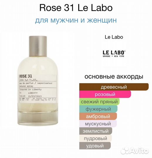 Le Labo Rose 31 оригинал распив