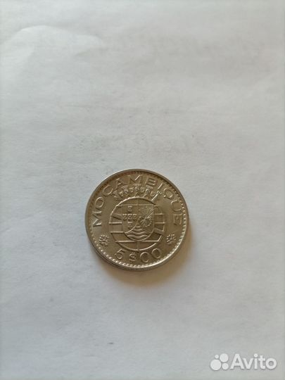 Монета Мозамбик-5 эскудо 1973 год UNC