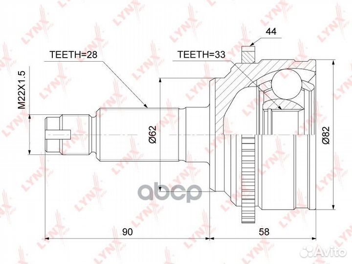 ШРУС внешний перед прав/лев CO3720A lynxauto